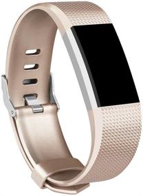 img 1 attached to 📿 Set of 3 Small Replacement Bracelet Straps, Wristbands Bands for Fitbit Charge 2 - Compatible for Women, Men, Boys, and Girls - (Rosegold, Peach, Light Pink)