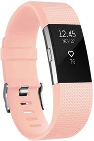 img 3 attached to 📿 Set of 3 Small Replacement Bracelet Straps, Wristbands Bands for Fitbit Charge 2 - Compatible for Women, Men, Boys, and Girls - (Rosegold, Peach, Light Pink)