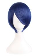 mapofbeauty 12 inches/30 cm short straight cosplay costume wig party wig (blue mix) logo