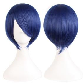 img 1 attached to MapofBeauty 12 Inches/30 cm Short Straight Cosplay Costume Wig Party Wig (Blue Mix)