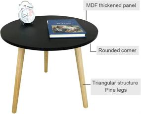 img 2 attached to 🪑 Modern Tea Side Table, JIFULI Round Coffee End Table for Home Office, Small Space Round Wooden Table with 3-Leg Pillar Deco in Black