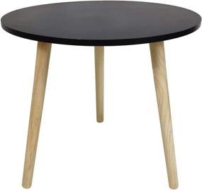 img 3 attached to 🪑 Modern Tea Side Table, JIFULI Round Coffee End Table for Home Office, Small Space Round Wooden Table with 3-Leg Pillar Deco in Black