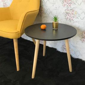 img 4 attached to 🪑 Modern Tea Side Table, JIFULI Round Coffee End Table for Home Office, Small Space Round Wooden Table with 3-Leg Pillar Deco in Black