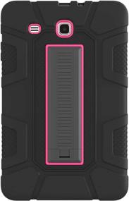 img 2 attached to 📱 Samsung Galaxy Tab E 9.6 Case - Sanhezhong Three Layer Hybrid Rugged Heavy Duty Shockproof Anti-Slip Cover - Full Body Protection for Tab E Nook 9.6 inch - Black/Rose