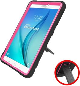 img 1 attached to 📱 Samsung Galaxy Tab E 9.6 Case - Sanhezhong Three Layer Hybrid Rugged Heavy Duty Shockproof Anti-Slip Cover - Full Body Protection for Tab E Nook 9.6 inch - Black/Rose