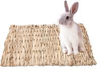 🐇 pawchie 2 pack grass mat - natural hay woven bed mat for rabbits, small animals, hamsters, guinea pigs - chew toys included логотип