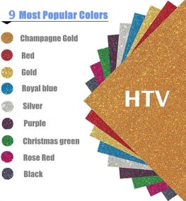 img 2 attached to 🌟 Bundle Pack of 9 Glitter Heat Transfer Vinyl HTV Sheets for T-Shirts - MeCamping Glitter Iron On Vinyl HTV Bundle for Silhouette Cameo (9 Color Glitter HTV)