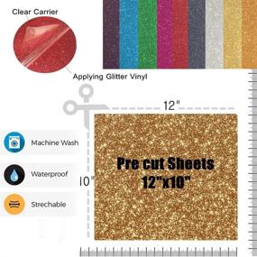 img 1 attached to 🌟 Bundle Pack of 9 Glitter Heat Transfer Vinyl HTV Sheets for T-Shirts - MeCamping Glitter Iron On Vinyl HTV Bundle for Silhouette Cameo (9 Color Glitter HTV)