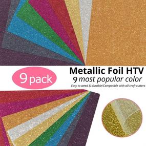 img 3 attached to 🌟 Bundle Pack of 9 Glitter Heat Transfer Vinyl HTV Sheets for T-Shirts - MeCamping Glitter Iron On Vinyl HTV Bundle for Silhouette Cameo (9 Color Glitter HTV)