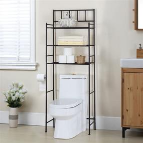 img 4 attached to 🚽 Finnhomy Bathroom Space Saver Over The Toilet Rack Corner Stand Storage Organizer Cabinet Shelf with ORB Finish - 23.5"W x 10.5"D x 64.5"H