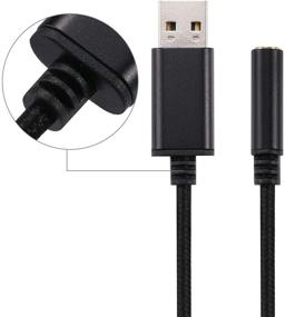 img 1 attached to 🎧 USB to 3.5 mm Jack Audio Headset Adapter Cable - 0.6 Feet, External Stereo Sound Card Supported - Enhance Audio with USB to TRRS 4-Pole aux Port Headphones - Compatible with Laptop, PC, Mac, PS4, Desktops - Black