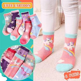 img 2 attached to 🧦 Теплые зимние шерстяные носки для детей: уютные термо-плотные носки для походов и зимних ботинок - 6 пар