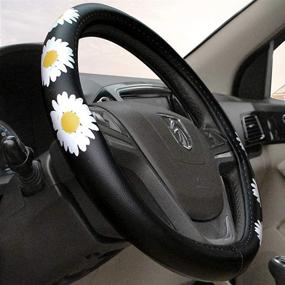 img 2 attached to 🌼 Dotesy Floral Girly Cute Steering Wheel Cover - Anti-Slip Wheel Protector for Women, Ladies - Universal 15 inch (Daisy Design)