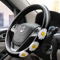 🌼 dotesy floral girly cute steering wheel cover - anti-slip wheel protector for women, ladies - universal 15 inch (daisy design) logo