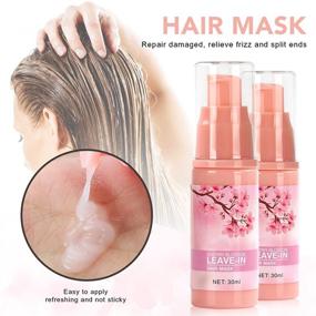 img 2 attached to 🌸 Gowwim Travel Size Leave-in Conditioner & Hair Treatment Masks - Cherry Blossom Hair Mask for Dry Damaged Hair Growth (30ml)