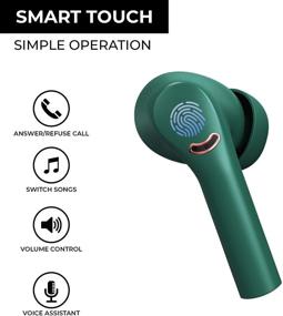 img 3 attached to 🎧 Green True Wireless Earbuds with Active Noise Cancelling ANC, Bluetooth, Mic, 35H Playtime, In-Ear, Hi-Fi Stereo, Sweatproof, Sport Headsets for Running