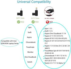 img 3 attached to 🌐Зарядное устройство Dexpt UL для ноутбуков и Chromebook Acer: Aspire, Swift, Spin, Chromebook CB3 CB5, Travelmate P2 P4 P6