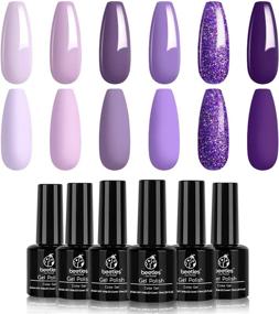 img 4 attached to Beetles 6 Colors Gel Nail Polish Kit: Purple Glitter Soak Off LED Gel Set for Nail Art Manicure - Perfect Gifts for Women and Girlfriends