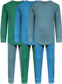 img 3 attached to 👦 Ultra-Soft Cotton Stretch Boys Long John Base Layer Underwear Sets - 3 Long Sleeve Tops + 3 Long Pants - 6 Piece Mix & Match