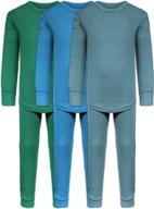 👦 ultra-soft cotton stretch boys long john base layer underwear sets - 3 long sleeve tops + 3 long pants - 6 piece mix & match logo