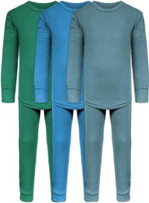 img 4 attached to 👦 Ultra-Soft Cotton Stretch Boys Long John Base Layer Underwear Sets - 3 Long Sleeve Tops + 3 Long Pants - 6 Piece Mix & Match