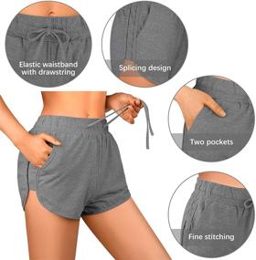 img 2 attached to URATOT 2 Pack Cotton Yoga Shorts: Lightweight Sports Waistband Shorts with Pockets for Women's Summer Fitness