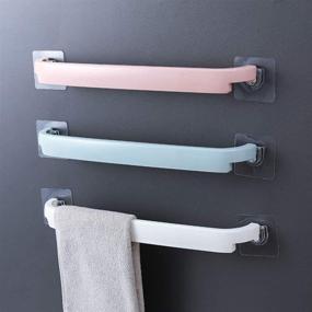 img 2 attached to 🛁 Easy Install 2Pcs Self Adhesive Towel Bar Set - No Drilling Waterproof Rack, 17 Inch Bath Towel Holder in White