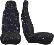 🚗 universal car seat covers - 2pc front seat protector cushion with moon, space, planets, stars, galaxy universe design - elastic stretch for most vehicles, cars, suvs, sedans & trucks logo