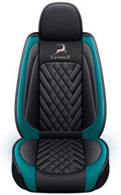 img 2 attached to OUTOS Luxury Leather Lucky Deer Auto Car Seat Covers 5 Seats Full Set Universal Fit (Black-Green)