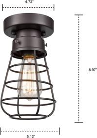 img 3 attached to Vintage Industrial Loft Barn Oil Rubbed Bronze Cage Ceiling Light Fixture by DANSEER