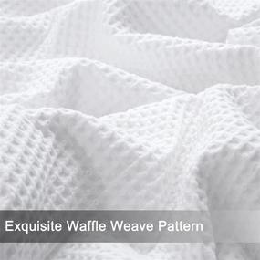 img 1 attached to 🛏️ PHF 100% Cotton Waffle Weave Blanket Queen Size 90" x 90" - Soft Lightweight Breathable All Season Blanket - Elegant White Home Decor for Couch, Bed, and Sofa