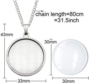 img 2 attached to 📿 Premium Stainless Steel Bezel Tray Pendant with Glass Cabochons and Chain | Resin Photo Jewelry Necklace Making Kit - Round 30x30mm (10 Sets)