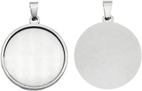 img 1 attached to 📿 Premium Stainless Steel Bezel Tray Pendant with Glass Cabochons and Chain | Resin Photo Jewelry Necklace Making Kit - Round 30x30mm (10 Sets)