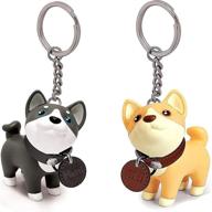 buy 2 pcs dog keychain charms - shiba inu key ring & husky keychains, ideal car key chain for kids and adults. perfect for birthday party centerpiece decorations or baby shower party favors at kids birthday party! logo