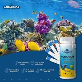 img 1 attached to 🐠 AQUALUNA 6-in-1 Aquarium Test Strips for Freshwater and Saltwater - Fish Tank Test Kit to Monitor pH, Nitrate, Nitrite, General Hardness, Free Chlorine, and Carbonate - 100 Count