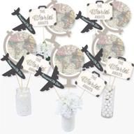 🧭 world awaits travel themed centerpiece sticks - table toppers - set of 15 by big dot of happiness logo