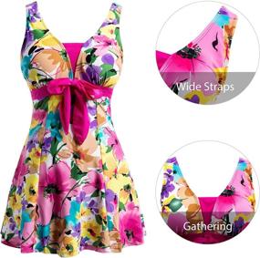 img 1 attached to 🌸 Stylish Floral Swimdress for Women - Modest Swimwear with Slimming Push Up and Skirtini Design - Best Swimsuit for a Flattering Look