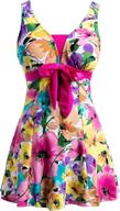 🌸 stylish floral swimdress for women - modest swimwear with slimming push up and skirtini design - best swimsuit for a flattering look logo