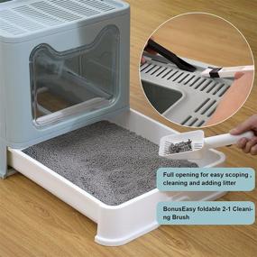 img 1 attached to Extra Large Covered Cat Litter Box with Lid - UIMNJHUKE Foldable, includes Litter Mat and Scoop - Easy to Clean Enclosed Kitty Litter Box