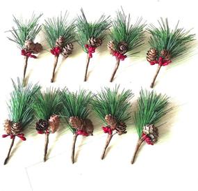 img 4 attached to Enhance Your Holiday Decorations with Htmeing's Small Artificial Pine Picks (10 pcs)