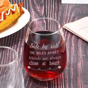 img 2 attached to 🍷 Wine Glass Side By Side or Miles Apart - Best Friend Birthday Gift for Long Distance Friendship 15Oz