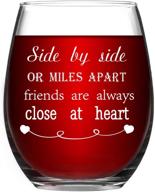 🍷 wine glass side by side or miles apart - best friend birthday gift for long distance friendship 15oz логотип