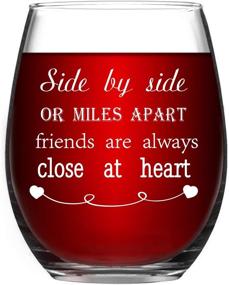 img 4 attached to 🍷 Wine Glass Side By Side or Miles Apart - Best Friend Birthday Gift for Long Distance Friendship 15Oz