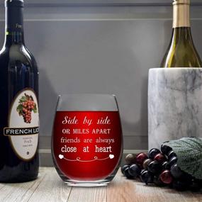 img 3 attached to 🍷 Wine Glass Side By Side or Miles Apart - Best Friend Birthday Gift for Long Distance Friendship 15Oz