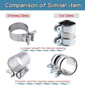 img 3 attached to 🔧 2" Ruien Hardware Exhaust Clamp - Lap Joint+Bolts Band Flanges Clamp | Stainless Steel | Universal Compatible with Muffler, Downpipe, Catback Pipe Connector