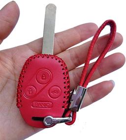 img 2 attached to 🔑 Genuine Leather Key Fob Cover Bag Protector Remote Jacket Holder for Honda CRV Accord Civic Polit Head Key