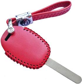 img 1 attached to 🔑 Genuine Leather Key Fob Cover Bag Protector Remote Jacket Holder for Honda CRV Accord Civic Polit Head Key