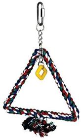 img 1 attached to 🐦 Featherland Paradise Hanging Bird Swing | Cotton Rope Wrapped | Soft Hanging Bird Perch | Pyramid Shape | Small Size