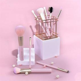 img 2 attached to SIXPLUS 9-Piece Pink Octagonal Makeup Brush Set with Travel-friendly Makeup Bag