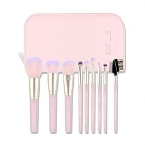 img 4 attached to SIXPLUS 9-Piece Pink Octagonal Makeup Brush Set with Travel-friendly Makeup Bag